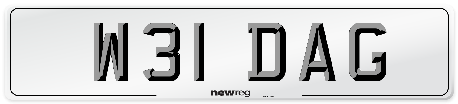 W31 DAG Number Plate from New Reg